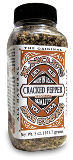 Cracked pepper BBQ dry rub spice blend for seasoning beef and pork.